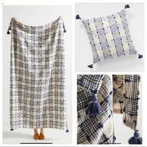 Anthropologie Ezra tasseled Plaid Pillow Throw Set